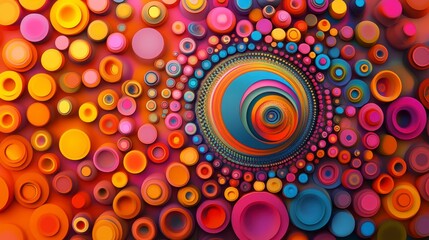 Vibrant abstract background with colorful circles in various sizes and shades, creating a dynamic and energetic composition.