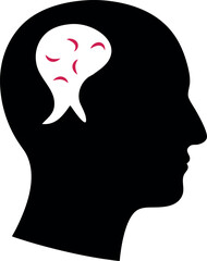 Symbolic Profile Silhouette with Speech Bubble Brain Representing Alzheimer’s Disease