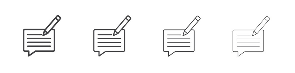 Write comment icon outline drawings. Editable strokes bundle