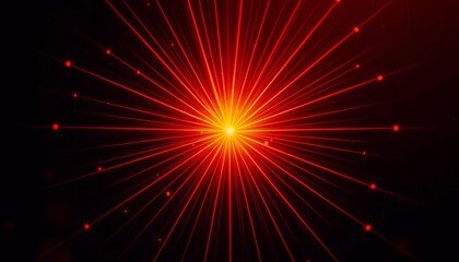 Fototapeta premium Vibrant orange rays burst from a central point against a dark background, creating a carnival-esque vector illustration, sun, radial