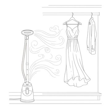 steamer dress closet line art clip art preview