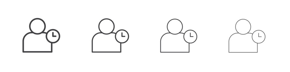 User time icon outline drawings. Editable strokes bundle