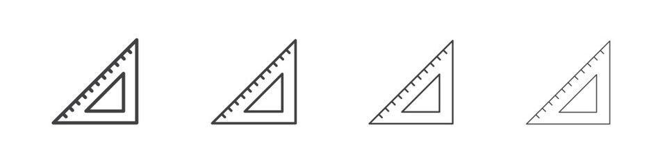 Triangle ruler icon outline drawings. Editable strokes bundle
