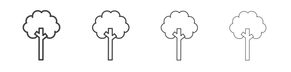 Tree icon outline drawings. Editable strokes bundle