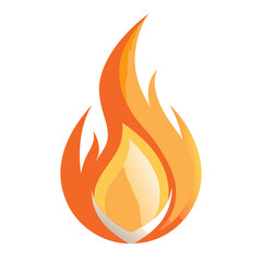 Stylized flame icon with vibrant orange and yellow gradients representing heat and energy isolated on white background isolated on transparent background silhouette