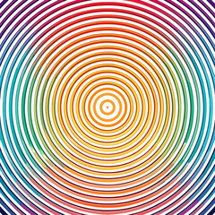 Abstract rainbow concentric circles creating a hypnotic optical illusion on a white background isolated on white background isolated on transparent background silhouette