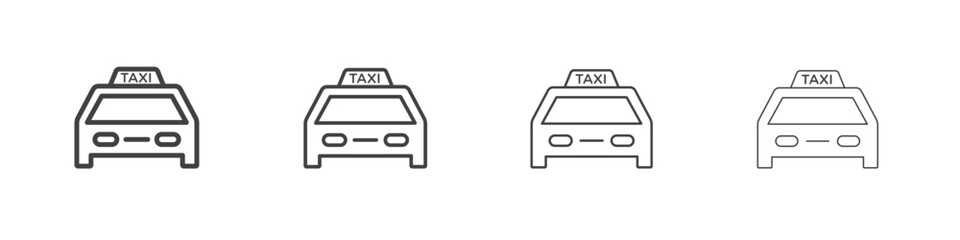 Taxi icon outline drawings. Editable strokes bundle