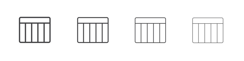 Table layout icon outline drawings. Editable strokes bundle