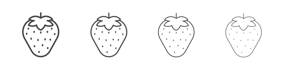 Strawberry icon outline drawings. Editable strokes bundle