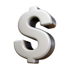 Naklejka premium Shiny white dollar sign isolated on transparent background