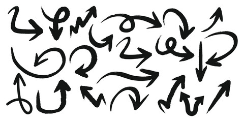 Grunge vector illustration with chalk like doodles including motion arrows zigzags and bursts