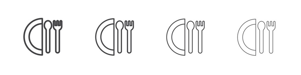 Restaurant icon outline drawings. Editable strokes bundle