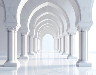 Fototapeta premium White arched colonnade interior