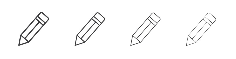 Pencil icon outline drawings. Editable strokes bundle