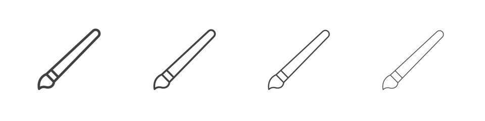 Paint brush icon outline drawings. Editable strokes bundle
