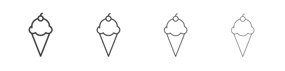 Ice cream icon outline drawings. Editable strokes bundle