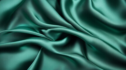 Obraz premium A smooth jade green silk fabric draped elegantly