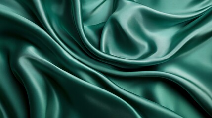 Fototapeta premium A smooth jade green silk fabric draped elegantly