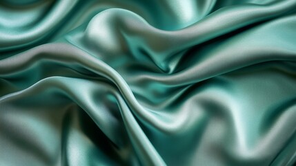 Obraz premium A smooth jade green silk fabric draped elegantly