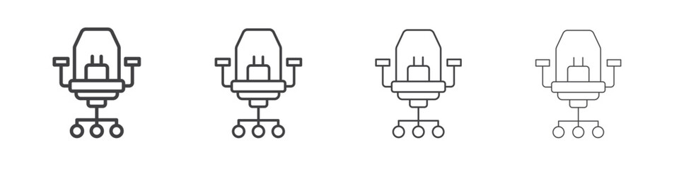 Gaming chair icon outline drawings. Editable strokes bundle