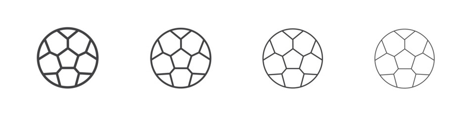 Obraz premium Football icon outline drawings. Editable strokes bundle