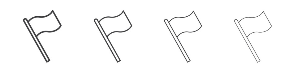 Flag icon outline drawings. Editable strokes bundle