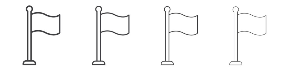 Flag icon outline drawings. Editable strokes bundle
