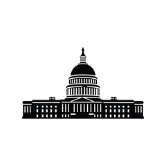 Iconic silhouette of the united states capitol building isolated on white background