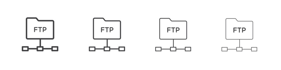 FTP icon outline drawings. Editable strokes bundle