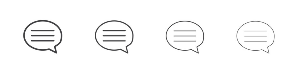 Comment icon outline drawings. Editable strokes bundle