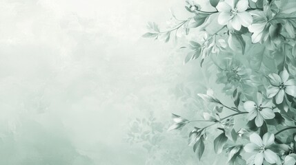 A soft mint green background with subtle floral patterns