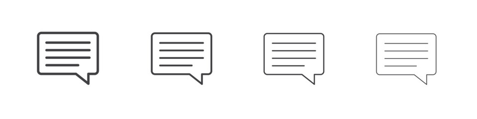 Comment icon outline drawings. Editable strokes bundle