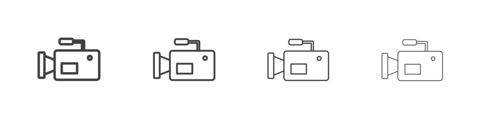 Camcorder icon outline drawings. Editable strokes bundle