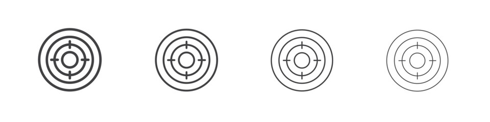Bullseye pointer icon outline drawings. Editable strokes bundle