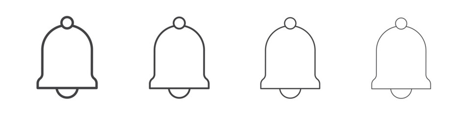 Bell icon outline drawings. Editable strokes bundle