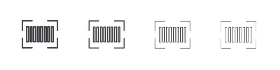 Barcode read icon outline drawings. Editable strokes bundle