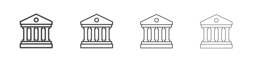 Bank icon outline drawings. Editable strokes bundle