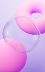 Magenta abstract bubbles and spheres background, mobile phone wallpaper, computer wallpaper, 3d rendering.