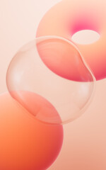 Orange abstract bubbles and spheres background, mobile phone wallpaper, computer wallpaper, 3d rendering.