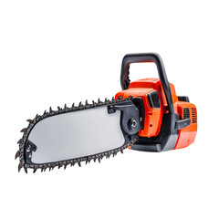 Fototapeta premium Orange Chainsaw Power Tool Woodcutting Equipment, isolated on transparent background cutout