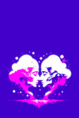 Fototapeta premium Man, Woman, Love, Connection, Relationship, Freedom, Head, Face, Consciousness, Mind, Thoughts, Awareness, Knowledge, Head, Chaos, Vector, Artwork