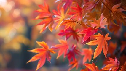 Fototapeta premium Red maple leaves autumn leaves background red autumn leaves