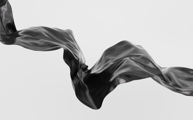 Naklejka premium Black silk background, 3d rendering.