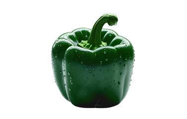 One whole green bell pepper isolated on white background 