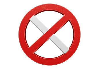 Fototapeta premium Red prohibition sign with white cross isolated on white background