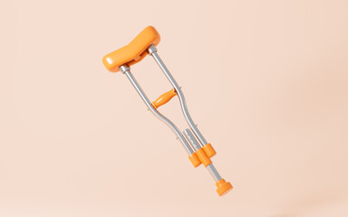 Cartoon crutch model isolated, 3d rendering.