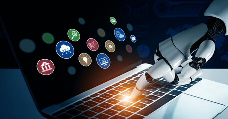 AI assists in organizing and visualizing a digital ecosystem of business icons to represent key services like finance, analytics, and secure cloud platforms in modern industries Vouch