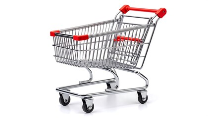 Empty shopping cart on white background