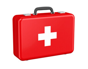 Obraz premium Firefly_Modern dental chair with adjustable features - Firefly_Red first aid kit with white cross symbo