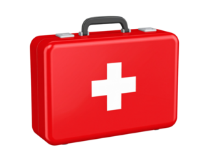 Firefly_Modern dental chair with adjustable features - Firefly_Red first aid kit with white cross symbo